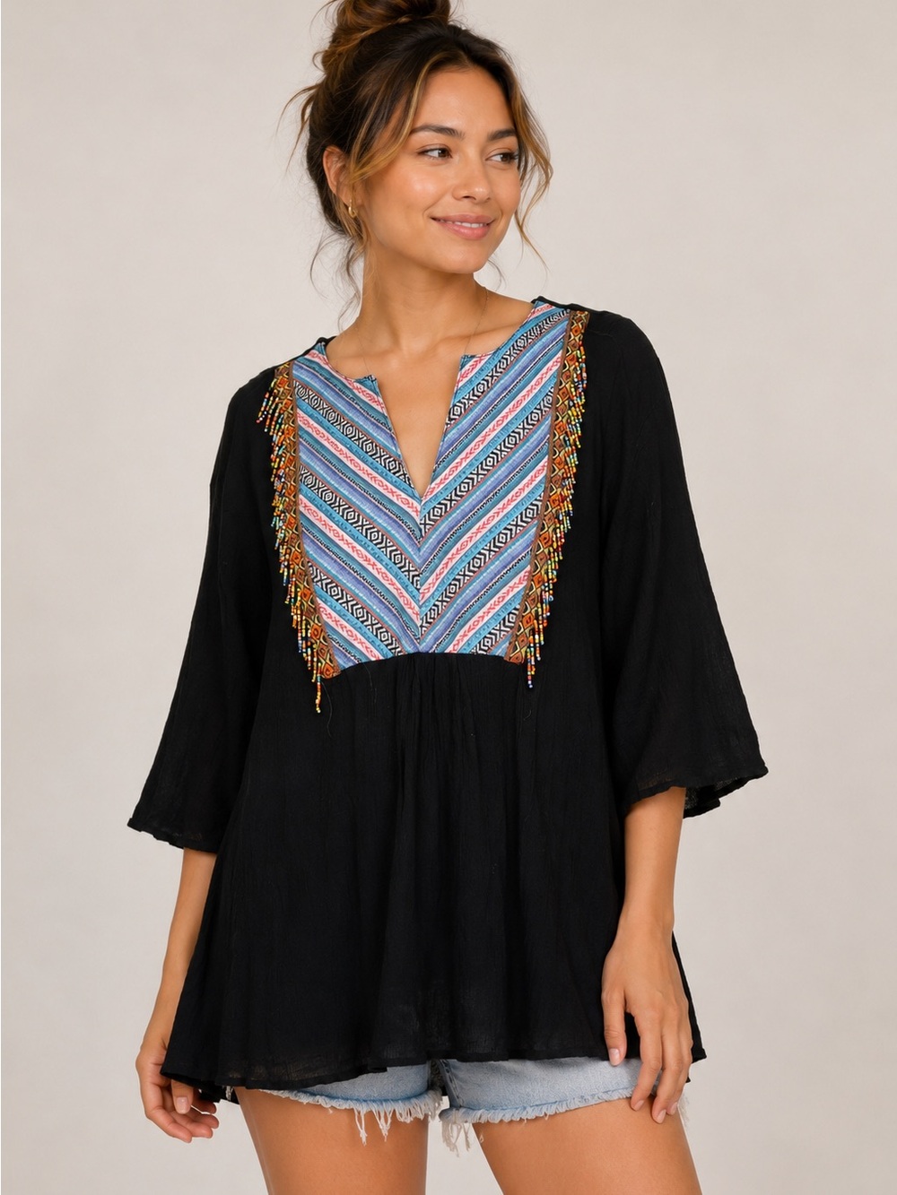 Umgee Embroidered Beaded Tunic 🌼